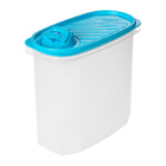 Recipiente ovalado TATAY TopFlex con tapa azul y vertedor para alimentos secos
