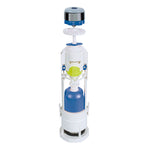 Cuerpo de descarga WC Habitex regulable fabricado en polímero blanco y azul