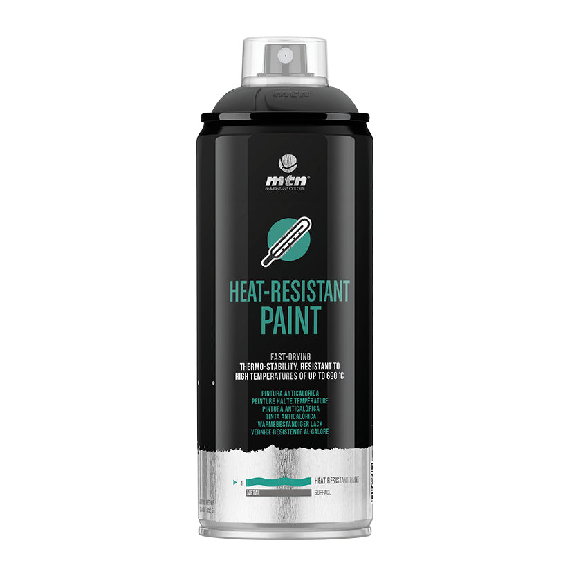 Bote de spray de pintura anticalórica MTN Pro color negro de 400ml resistente a temperaturas de hasta 690 grados