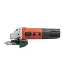 Perfil de la amoladora eléctrica RATIO R-AM1200 mostrando el interruptor de seguridad lateral.