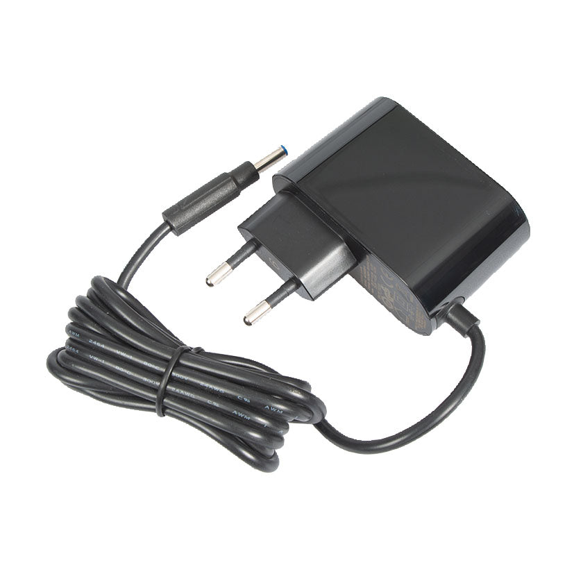 Cargador de red original para aspirador HABITEX VC95218P con cable negro y conector circular.