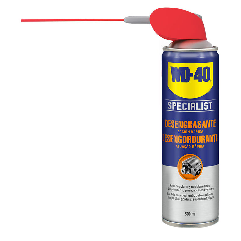 Spray desengrasante WD-40 Specialist con cánula de precisión extendida para aplicar en zonas difíciles.