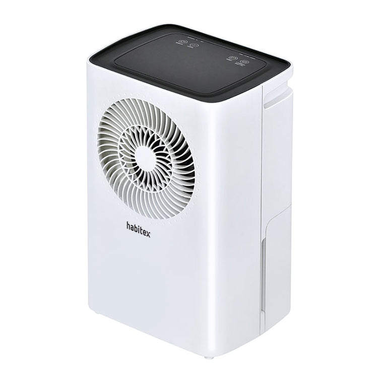 Deshumidificador HABITEX H12 blanco con panel digital superior y rejilla de ventilación circular