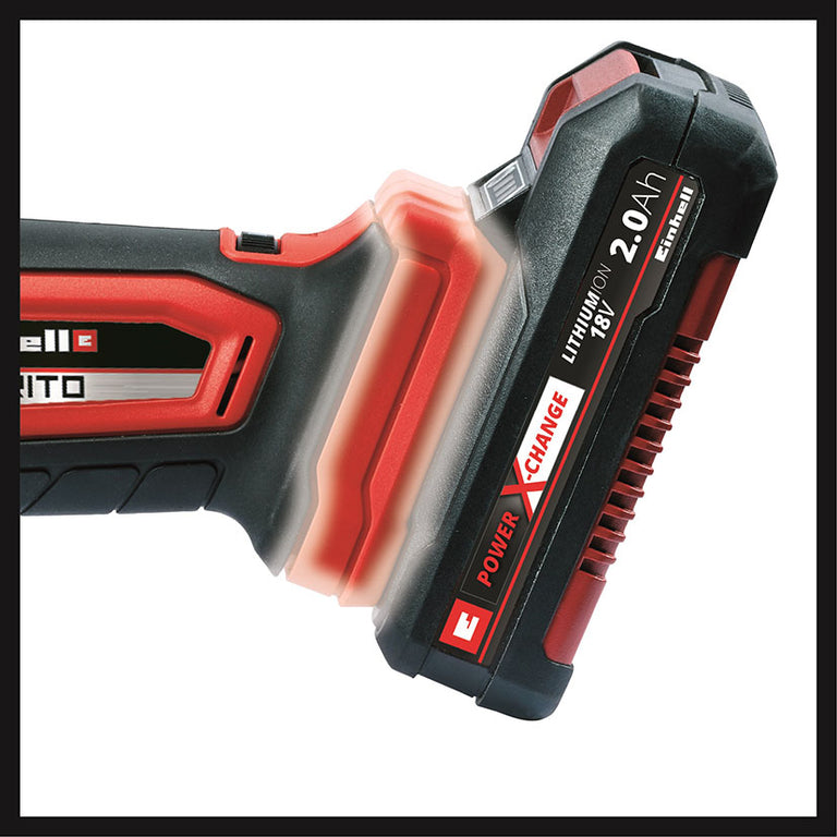 Detalle de la conexión de batería Power X-Change en la multiherramienta Einhell Varrito