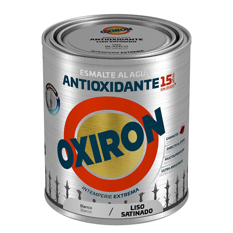 Bote de pintura Oxirón Liso al Agua Blanco Satinado 750ml multiadherente
