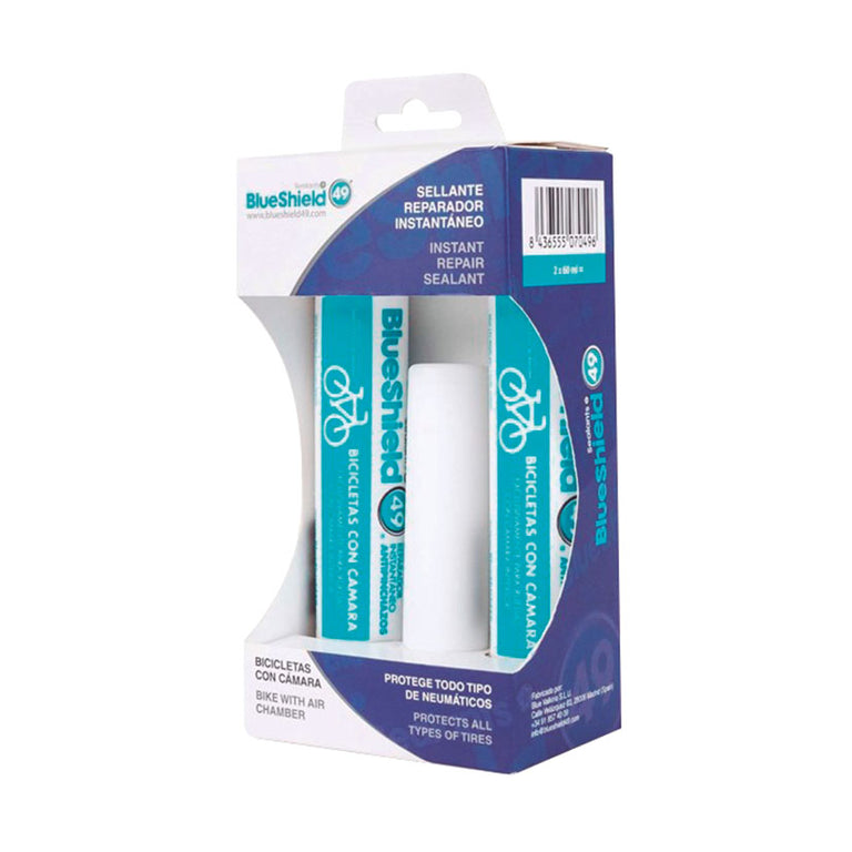 Envase de sellante reparador instantáneo BlueShield49 para neumáticos de bicicleta