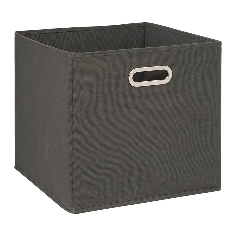 Cesta de tela plegable Siena 5FIVE color gris antracita con tirador metálico para estantería Mix'n Modul.