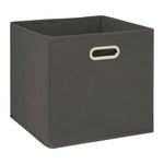Cesta de tela plegable Siena 5FIVE color gris antracita con tirador metálico para estantería Mix'n Modul.