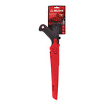 Serrucho profesional Bellota Guepardo guardado en su funda roja con enganche para cinturón.