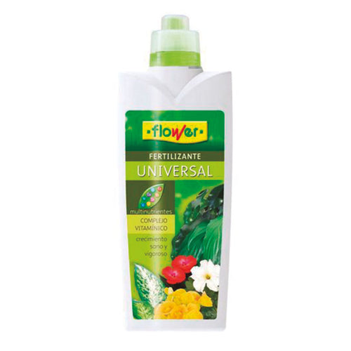 Botella de 1 litro de Abono Líquido Universal Flower con complejo vitamínico para crecimiento sano de plantas