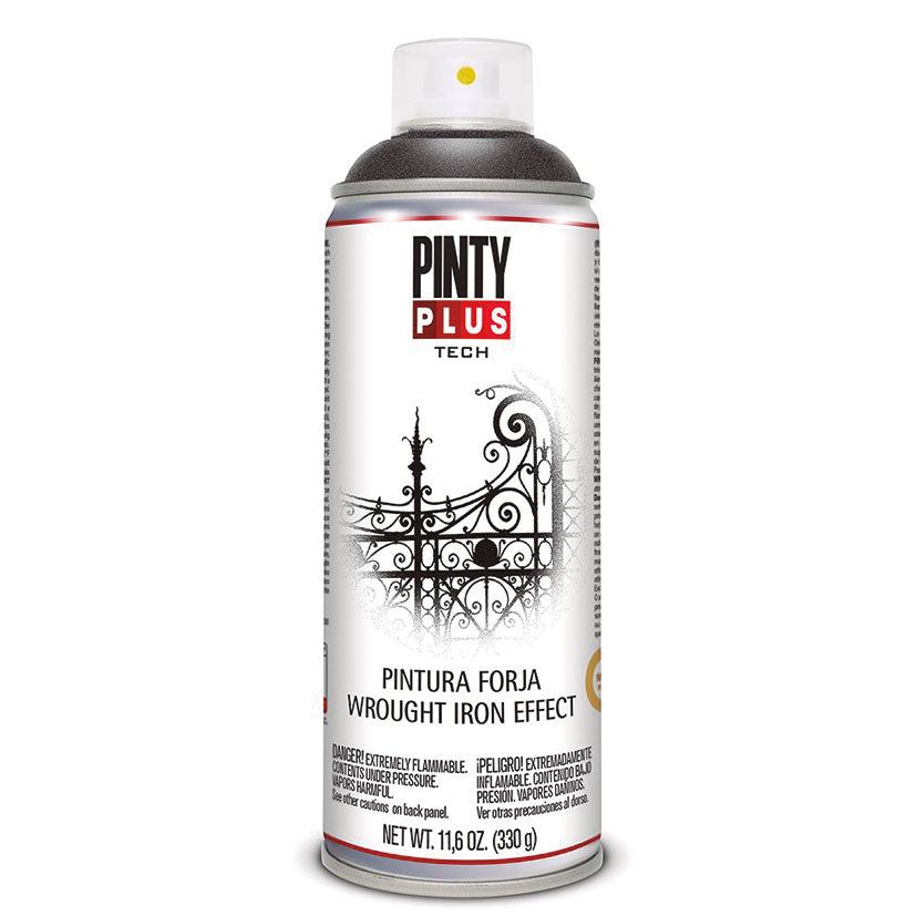 Bote spray Pintyplus Tech Pintura Forja color negro acabado metálico 400ml