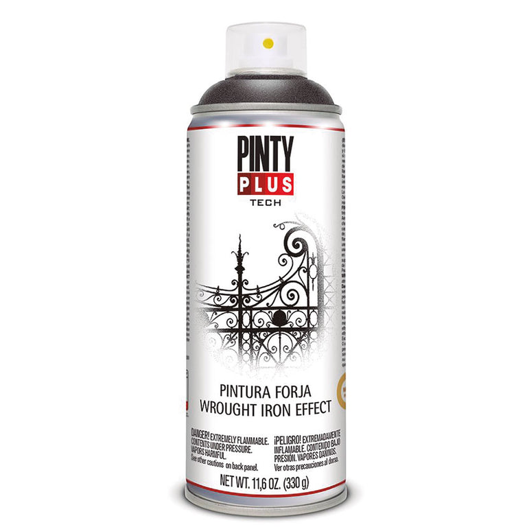 Bote spray Pintyplus Tech Pintura Forja color negro acabado metálico 400ml