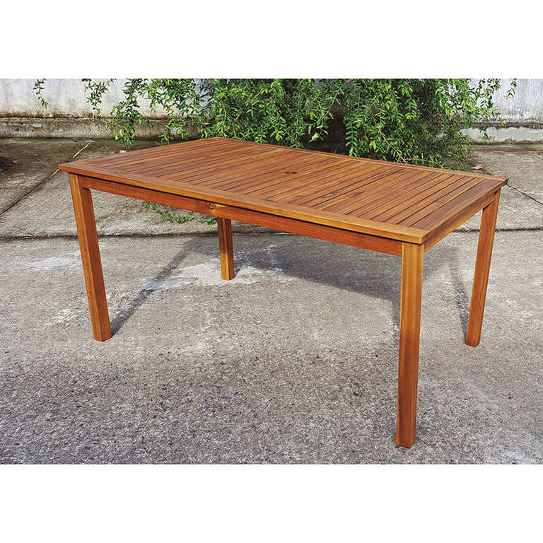 Mesa de jardín rectangular fija en madera de acacia serie Mediterráneo