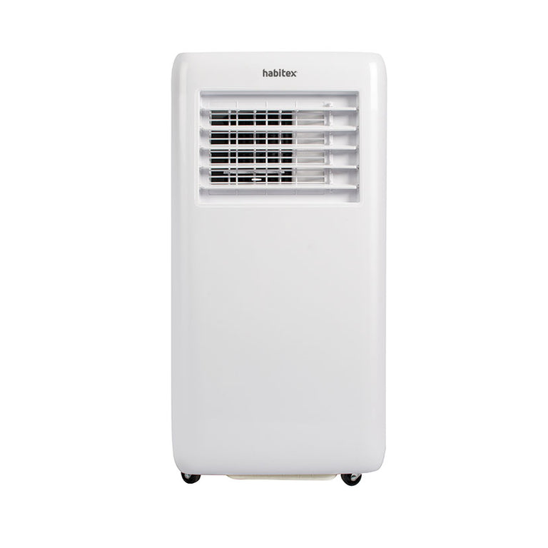 Vista frontal completa del climatizador portátil HABITEX AC9000 diseño compacto y moderno
