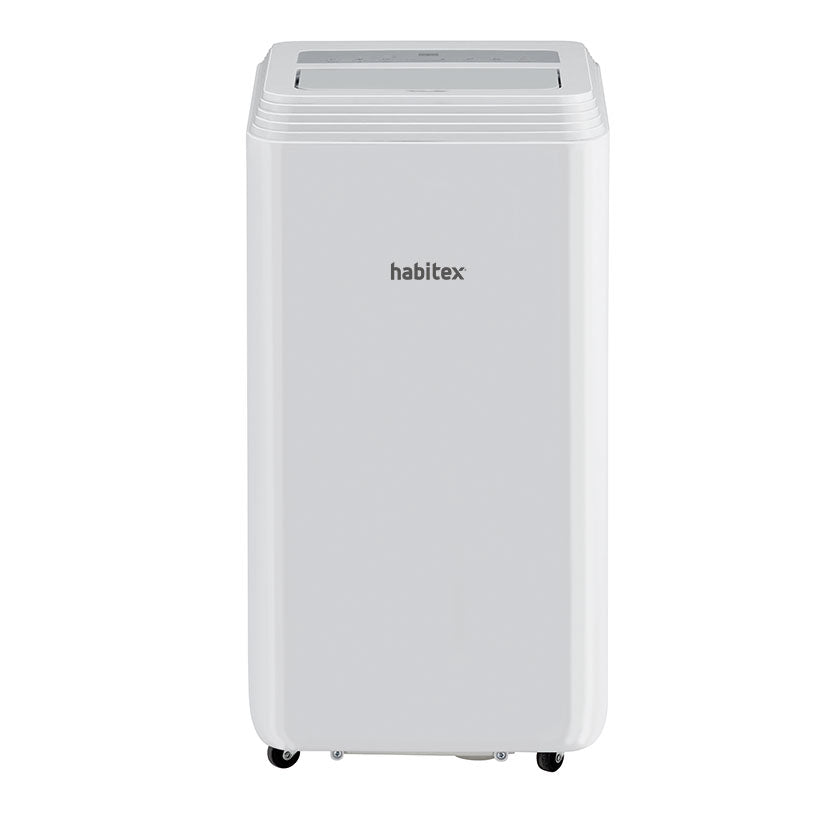 Vista frontal del climatizador portátil Habitex AC12000 de 12000 BTU para hogar y oficina.