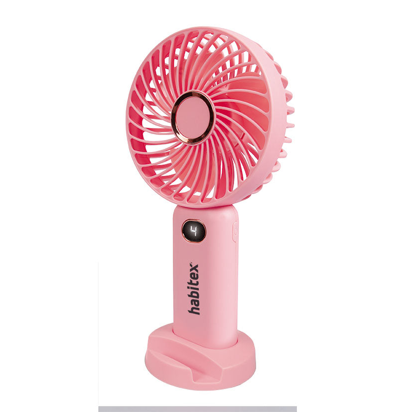 Mini ventilador de mano Habitex VMM99 rosa con soporte de sobremesa
