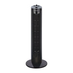 Ventilador de torre HABITEX VT092 negro con panel de control superior y base circular estable.