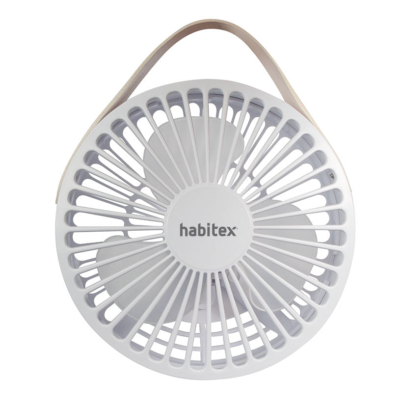 Ventilador de sobremesa Habitex MVM96 frontal con rejilla circular de seguridad