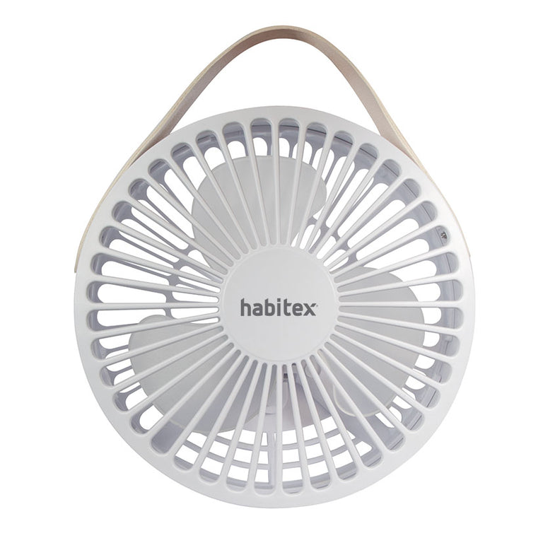 Ventilador de sobremesa Habitex MVM96 frontal con rejilla circular de seguridad