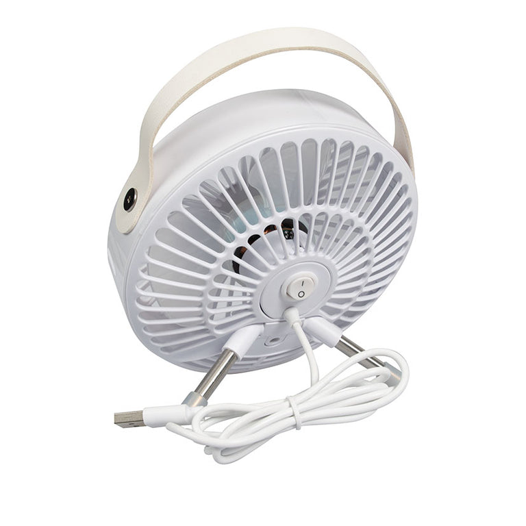 Parte trasera de mini ventilador Habitex MVM96 con interruptor de encendido y cable USB
