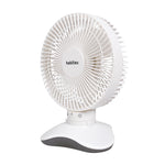 Mini ventilador USB Habitex MVM97 blanco con base gris vista lateral tres cuartos