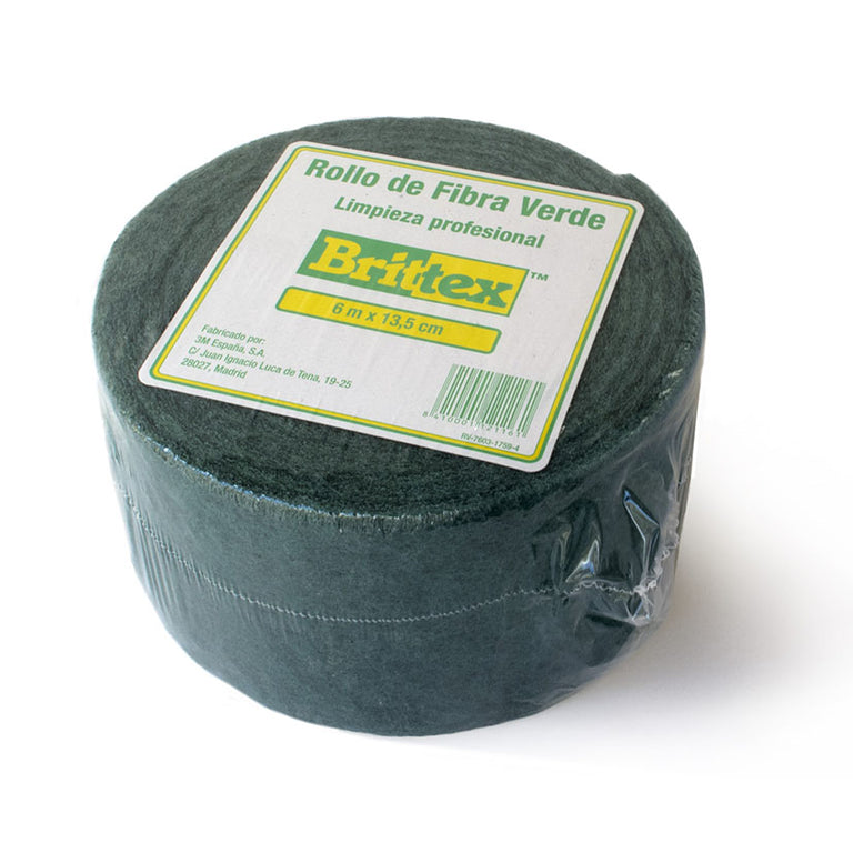 Rollo de fibra verde Brittex de 6 metros por 13,5 cm para limpieza profesional de hostelería