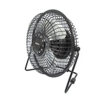 Mini ventilador USB Habitex VM-01 negro con aspas metálicas vista lateral