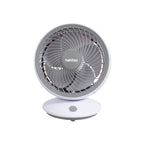 Vista frontal del ventilador USB Habitex VM-02 destacando su rejilla protectora espiral