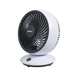 Mini ventilador de sobremesa HABITEX VM-03 blanco y gris con rejilla frontal espiral
