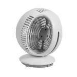 Parte trasera del ventilador recargable HABITEX con puerto de carga USB y rejillas de aire