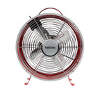 Vista frontal del ventilador Habitex VM-04 con rejilla cromada y cabezal de 26 cm.