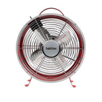 Vista frontal del ventilador Habitex VM-04 con rejilla cromada y cabezal de 26 cm.