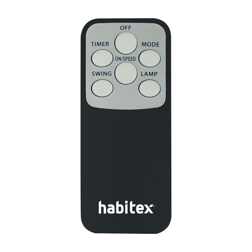 Mando a distancia para ventilador Habitex con botones de temporizador, modo, velocidad y oscilación