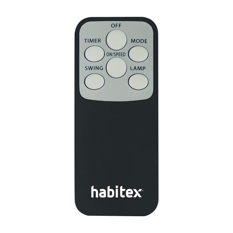 Mando a distancia para ventilador Habitex con botones de temporizador, modo, velocidad y oscilación