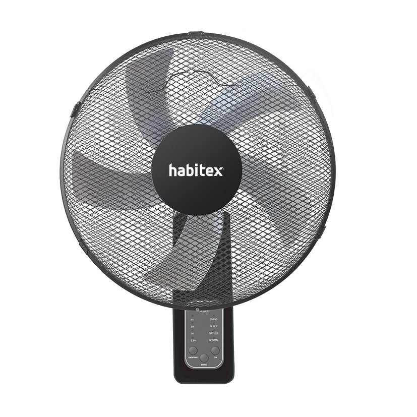 Ventilador de pared Habitex VP-11 negro con rejilla protectora y panel de control digital