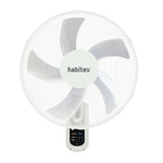 Ventilador de pared Habitex VTP-114 blanco con rejilla metálica y panel de control LED frontal
