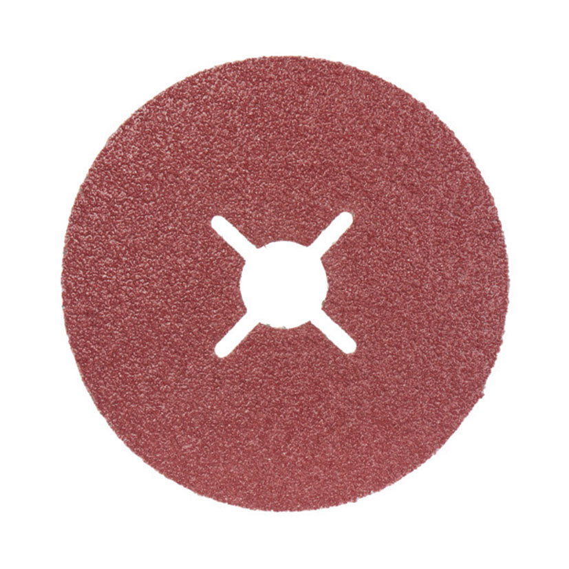 Disco abrasivo de fibra 3M Cubitron II 982C color rojizo con centro ranurado para desbaste de acero al carbono