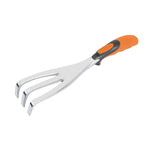 Rastrillo cultivador de mano LISTA con tres púas de aluminio para remover y limpiar el sustrato.