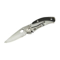 Navaja de bolsillo TRUE SkeletonKnife abierta mostrando hoja de acero inoxidable 420 y diseño minimalista.