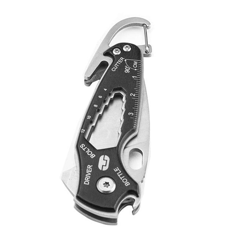 Navaja TRUE Smartknife plegada con clip de liberación rápida y llaves para pernos integradas en el cuerpo de aluminio