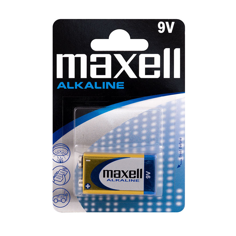 Pila alcalina Maxell de 9V LR09 ideal para detectores de humo y mandos.