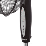 Detalle del panel de control LED del ventilador Tristar con indicadores de velocidad y temporizador