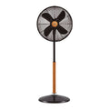 Ventilador de pie UFESA Masachusets negro con detalles en madera vista frontal