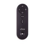 Detalle del mando a distancia negro con iconos de control para ventilador Ufesa
