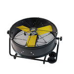 Vista superior del ventilador de suelo Garland Turbo 24S mostrando el cabezal orientable y rejilla de seguridad