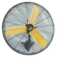 Ventilador industrial de pared Garland Turbo 30W con rejilla negra y tres aspas amarillas de alta visibilidad
