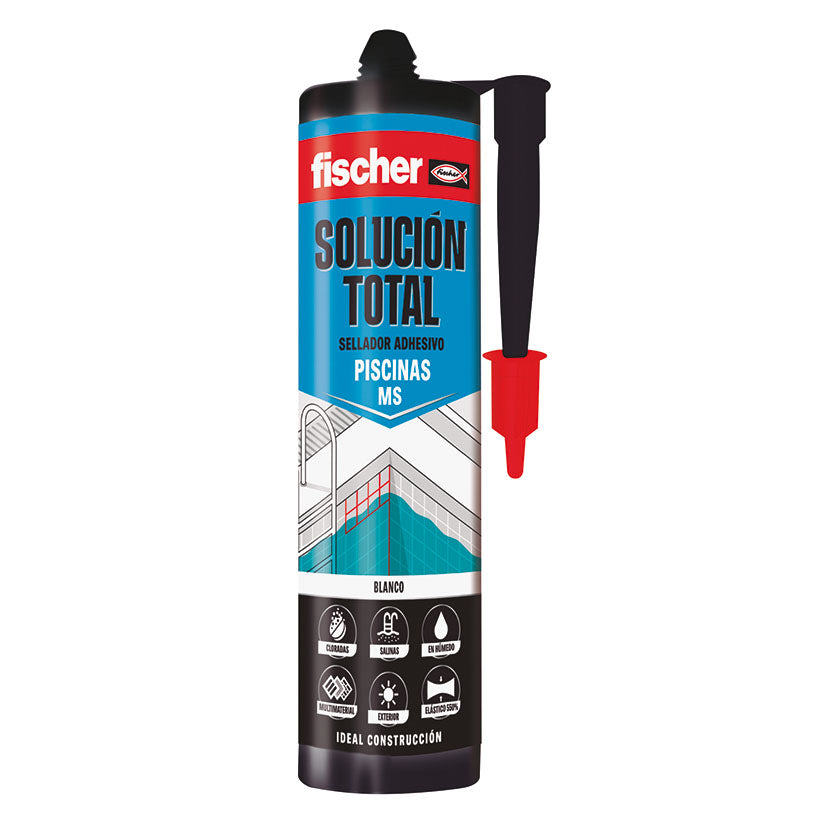 Sellador adhesivo Fischer Solución Total Piscinas MS blanco 290ml resistente al cloro y sal