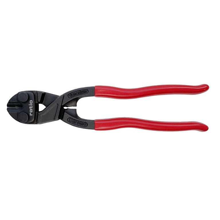Tenaza de corte RATIO 5467 de 200mm en acero cromo-vanadio con mangos rojos plastificados.
