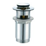 Válvula click-clack MT de acero inoxidable para lavabo vista en detalle del mecanismo
