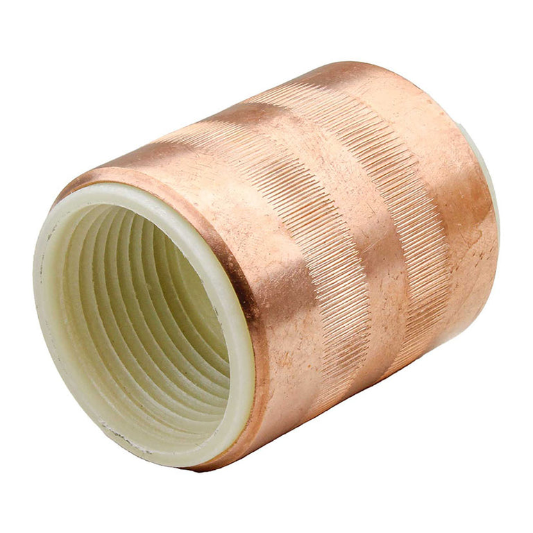 Manguito antielectrólisis MT con rosca hembra de poliamida blanca y cuerpo exterior de cobre